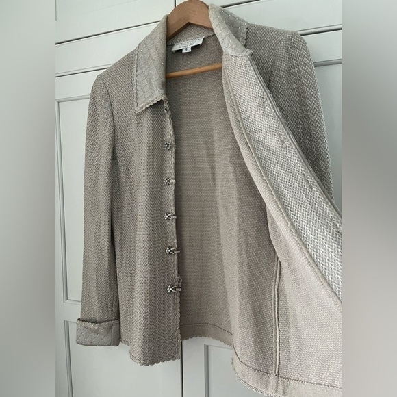 St. John Silver Textured Blazer - Picture 2 of 14